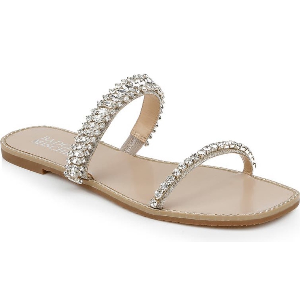 badgley mischka rhinestone slide sandals